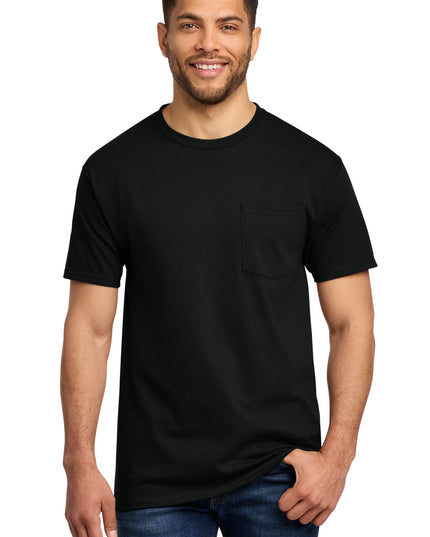 Port & Co Essential Pocket Tee. PC61P - Jet Black
