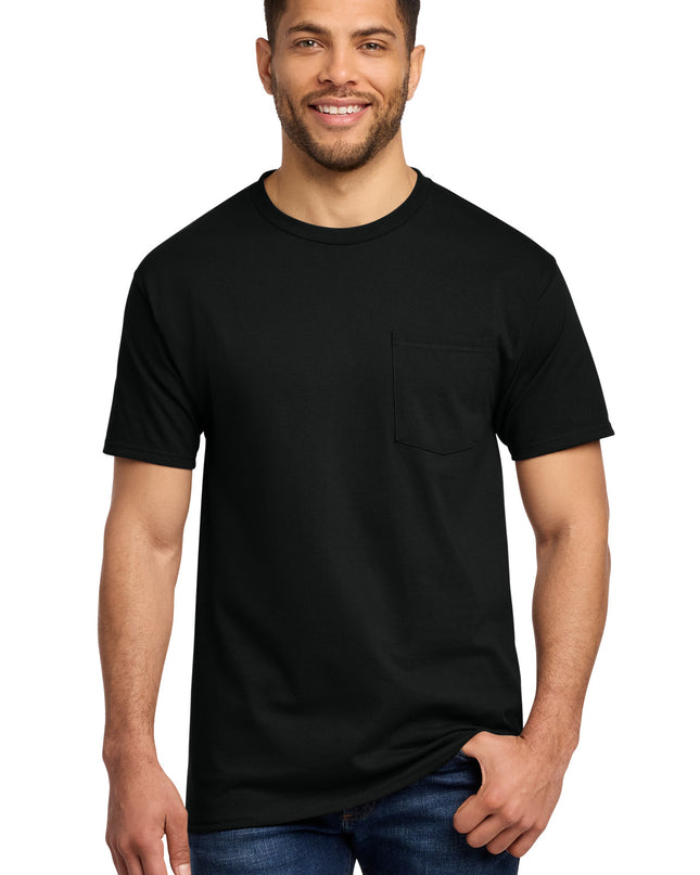 Port & Co Essential Pocket Tee. PC61P - Jet Black