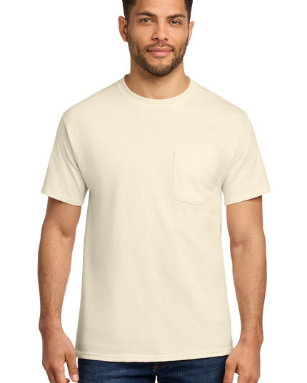 Port & Co Essential Pocket Tee. PC61P - Natural