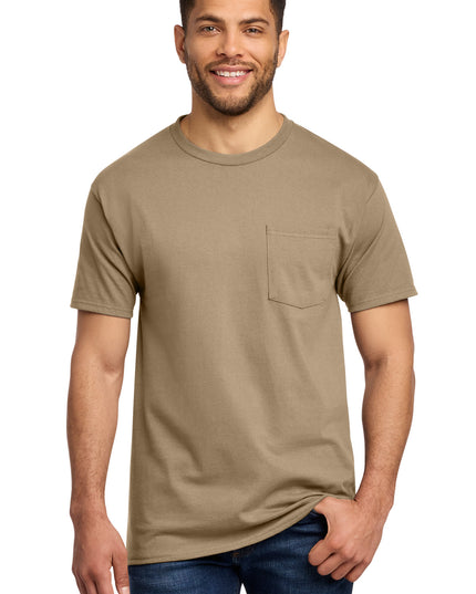 Port & Co Essential Pocket Tee. PC61P - Sand