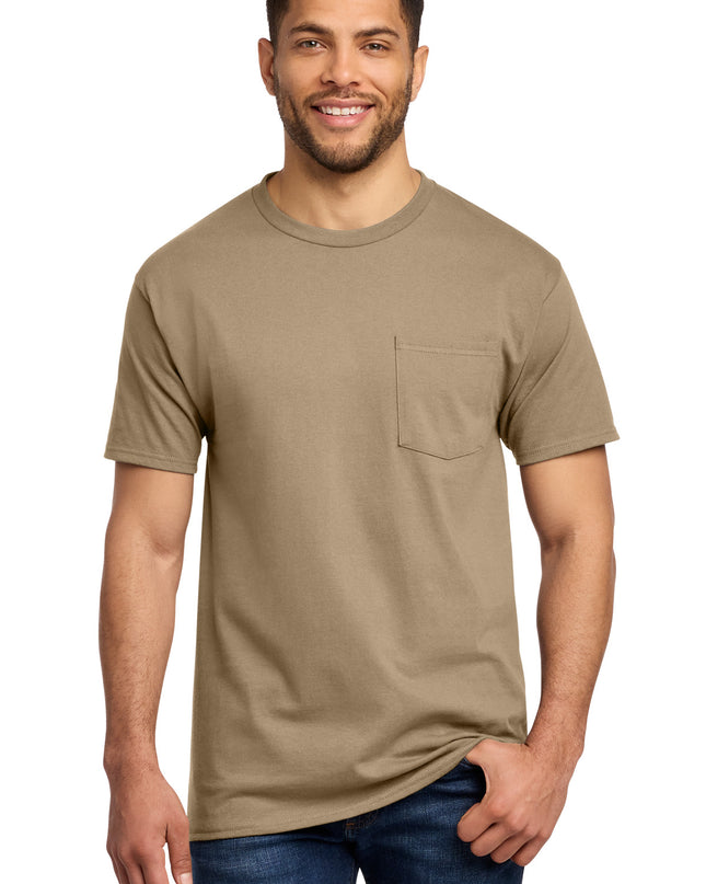 Port & Co Essential Pocket Tee. PC61P - Sand