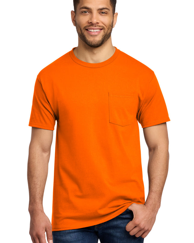 Port & Co Essential Pocket Tee. PC61P - S. Orange