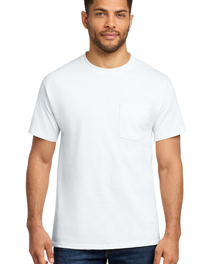 Port & Co Essential Pocket Tee. PC61P - White