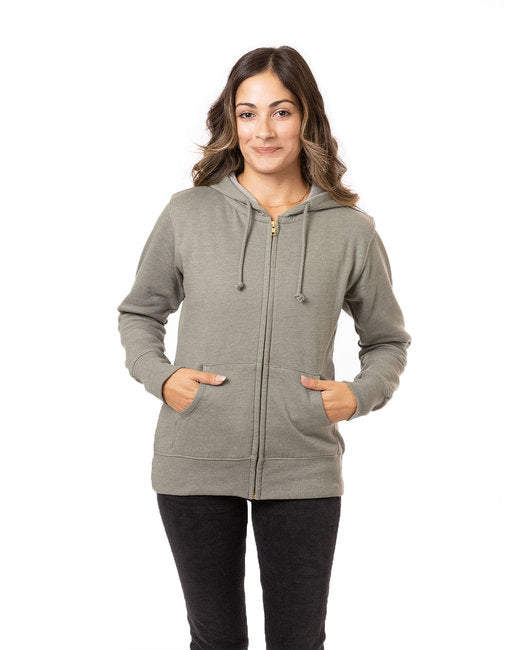 econscious Ladies' Heathered Full-Zip Hooded Sweatshirt