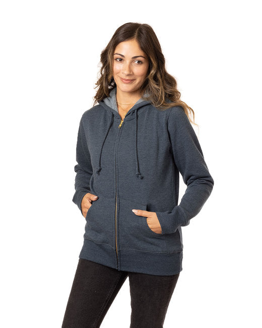 econscious Ladies' Heathered Full-Zip Hooded Sweatshirt