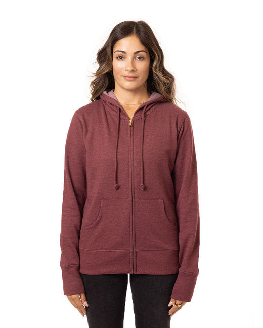 econscious Ladies' Heathered Full-Zip Hooded Sweatshirt