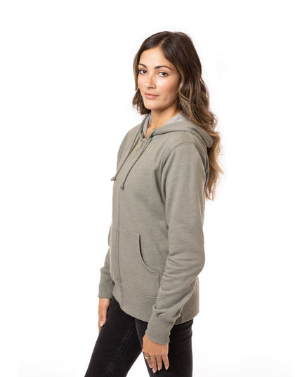 econscious Ladies' Heathered Full-Zip Hooded Sweatshirt
