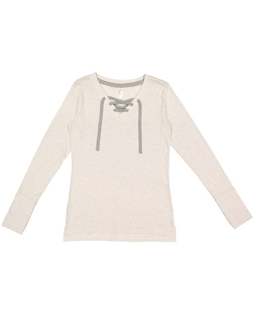 LAT Ladies' Long Sleeve Fine Jersey Lace-Up T-Shirt