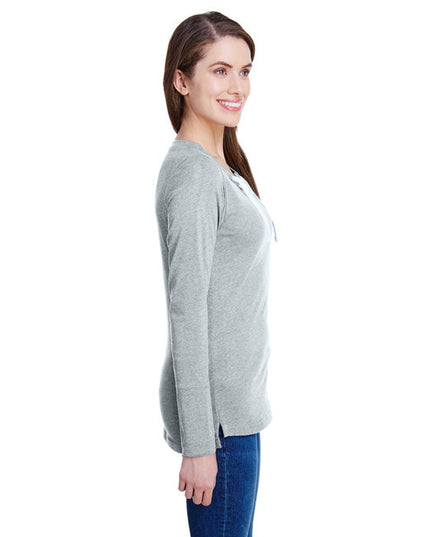 LAT Ladies' Long Sleeve Fine Jersey Lace-Up T-Shirt