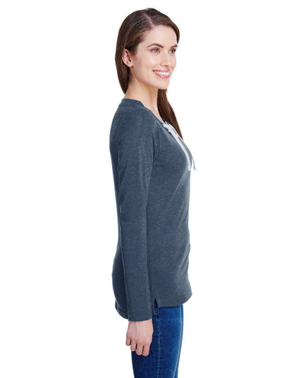 LAT Ladies' Long Sleeve Fine Jersey Lace-Up T-Shirt