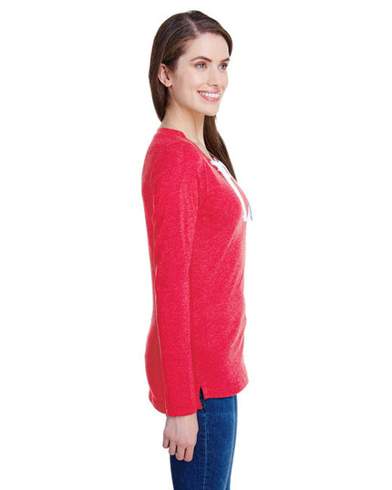 LAT Ladies' Long Sleeve Fine Jersey Lace-Up T-Shirt