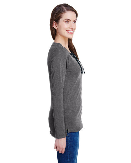 LAT Ladies' Long Sleeve Fine Jersey Lace-Up T-Shirt