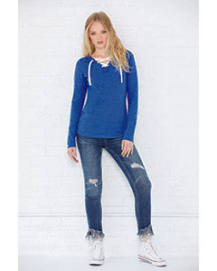 LAT Ladies' Long Sleeve Fine Jersey Lace-Up T-Shirt