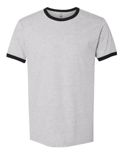 Next Level Ringer Tee - Heather Grey/Black Front