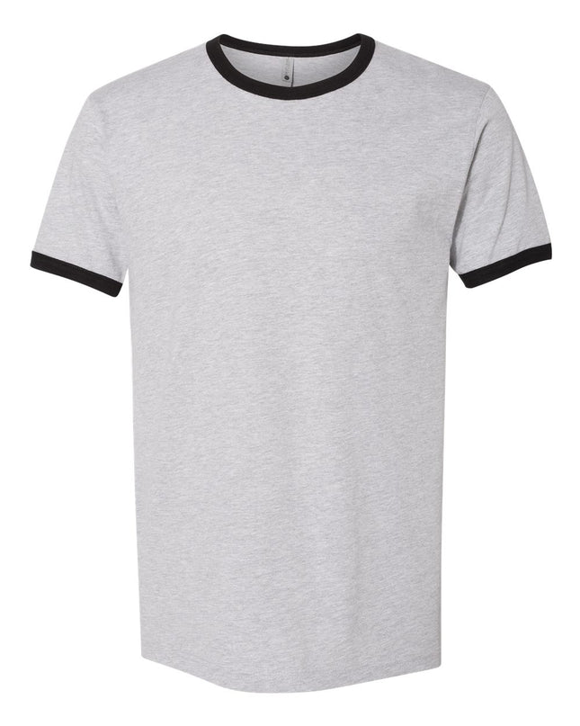 Next Level Ringer Tee - Heather Grey/Black Front
