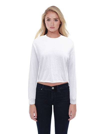 StarTee Ladies' Long-Sleeve Crop Boyfriend T-Shirt