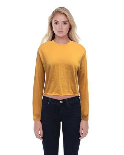 StarTee Ladies' Long-Sleeve Crop Boyfriend T-Shirt