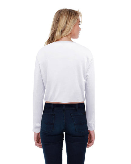 StarTee Ladies' Long-Sleeve Crop Boyfriend T-Shirt