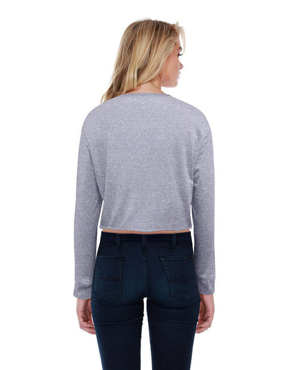 StarTee Ladies' Long-Sleeve Crop Boyfriend T-Shirt