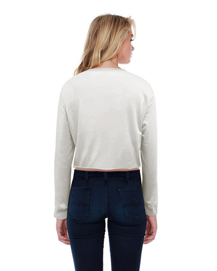 StarTee Ladies' Long-Sleeve Crop Boyfriend T-Shirt