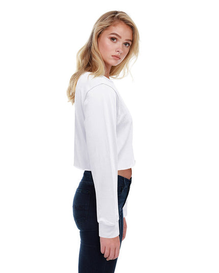 StarTee Ladies' Long-Sleeve Crop Boyfriend T-Shirt