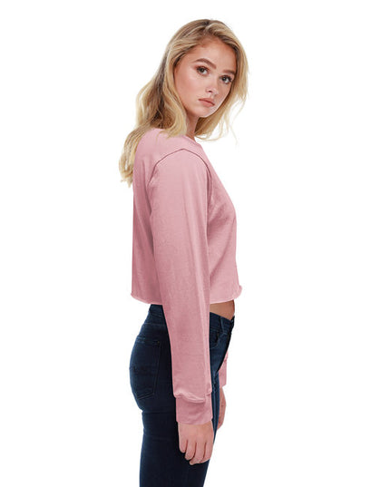 StarTee Ladies' Long-Sleeve Crop Boyfriend T-Shirt