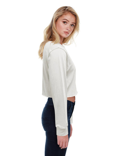 StarTee Ladies' Long-Sleeve Crop Boyfriend T-Shirt