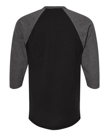 Tultex Fine Jersey Raglan Tee - Black/Heather Charcoal Back