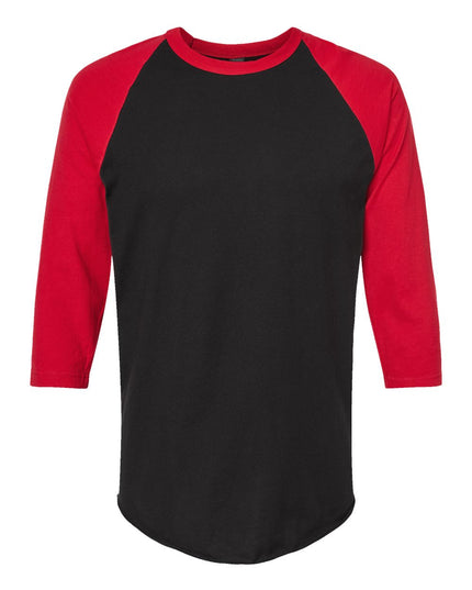 Tultex Fine Jersey Raglan Tee - Black/Red Front
