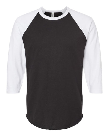 Tultex Fine Jersey Raglan Tee - Black/White Front
